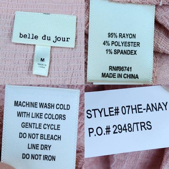 🍑Belle Du Jour Pink Layered Ruffle Cap Sleeve Top Medium - Picture 9 of 9